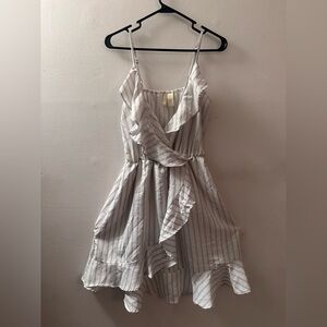 White and blue stripped dress